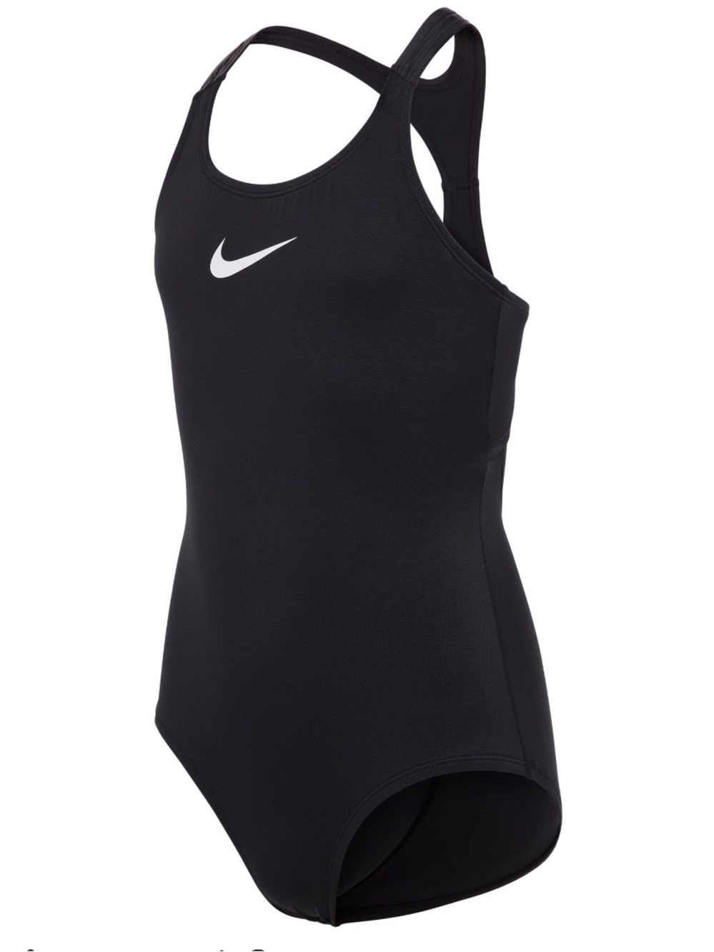 Nike Kids Black One-Piece Swimsuit with White Swoosh